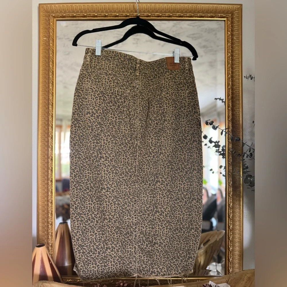 ZARA DENIM Leopard Print Midi Skirt - Picture 6 of 6